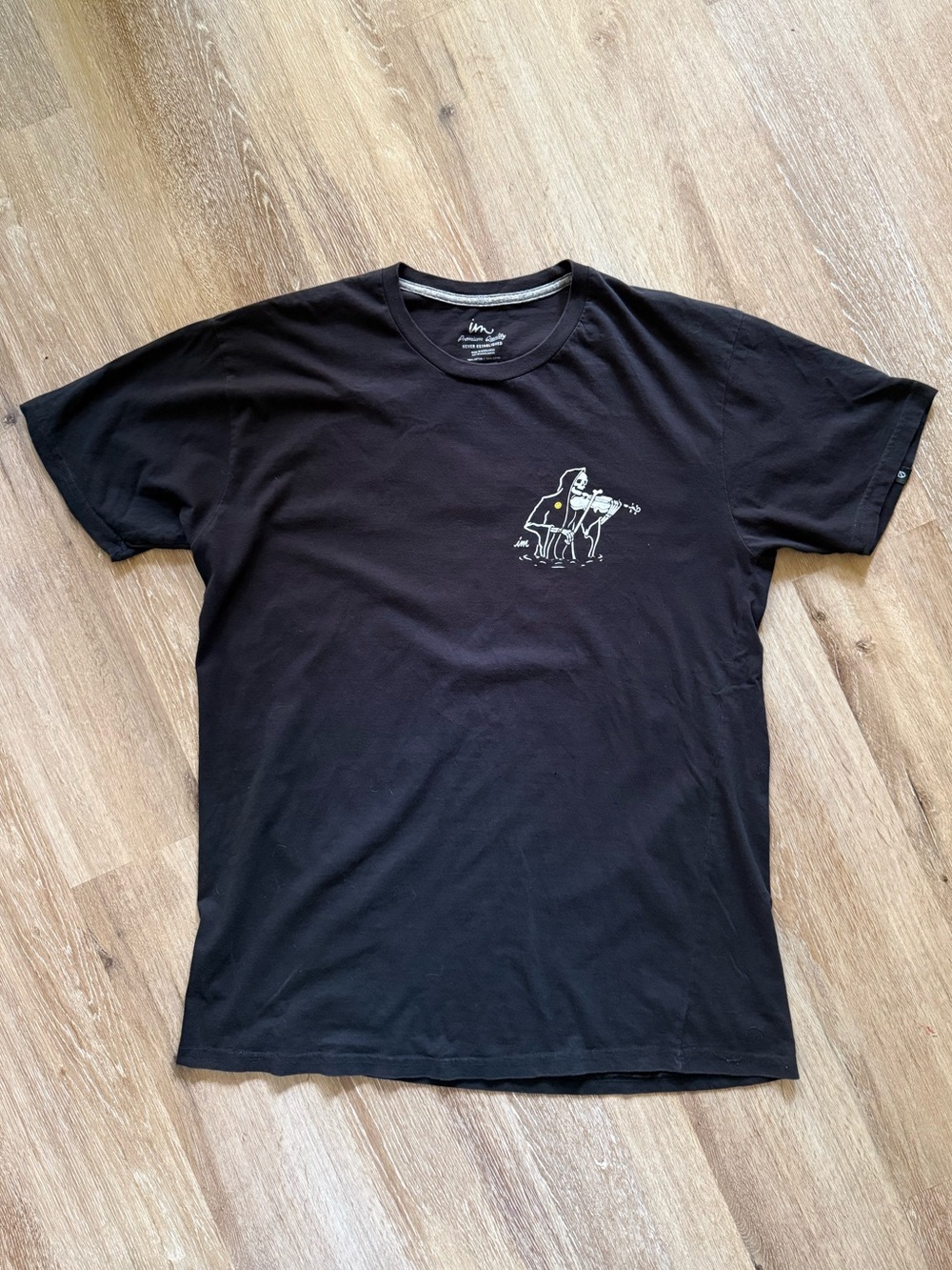 Men’s Imperial Motion Black Skeleton Violin Smiley Face Tee Tshirt Size XL